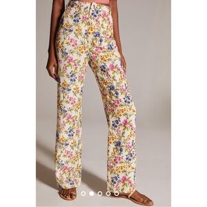 En Saison Valeria Trouser Floral Anthropologie Tencel Linen Blend Women’s Medium